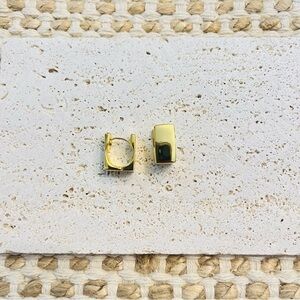 Gold rectangle block Hoop Earrings